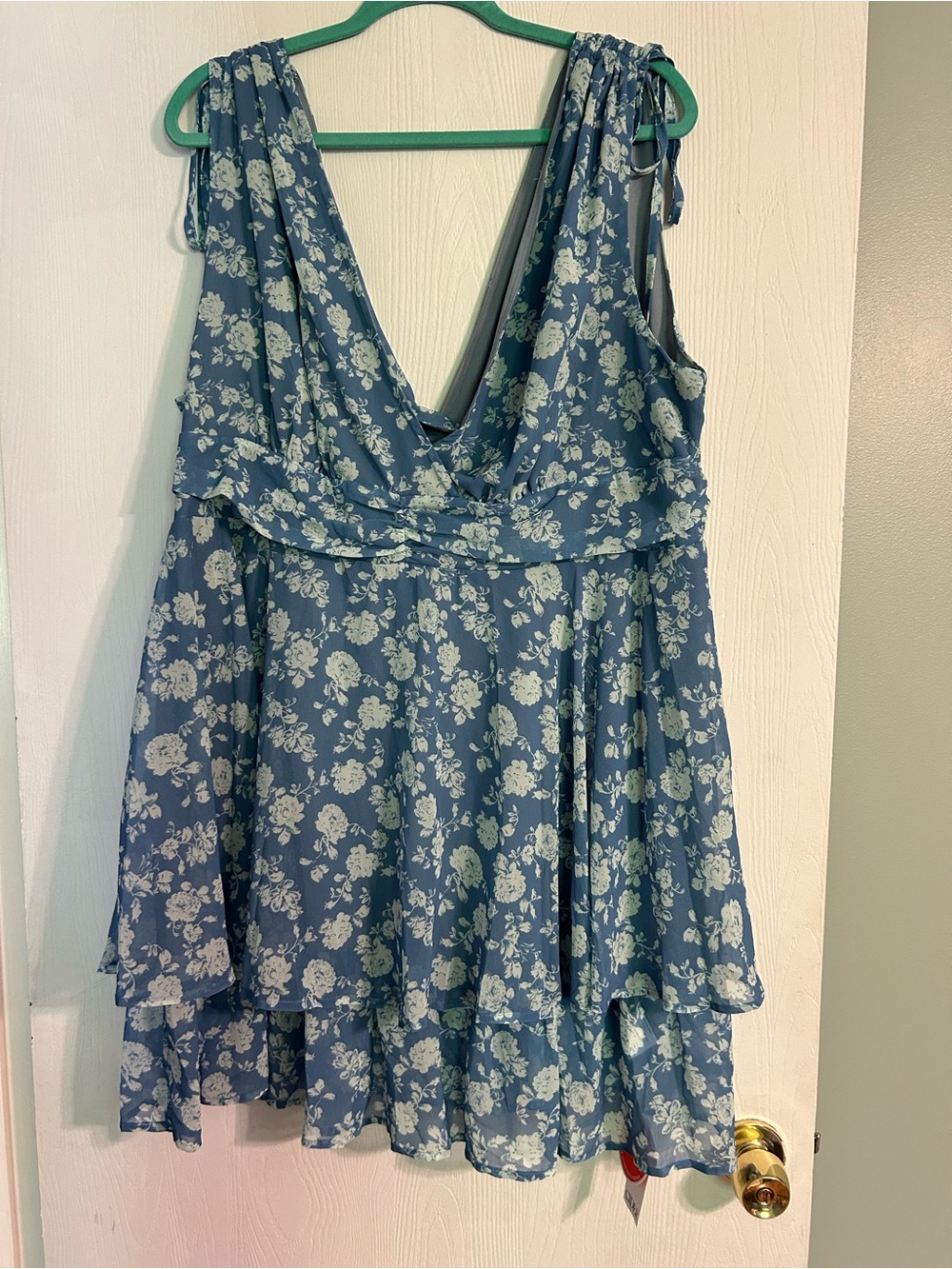 Cider Light Blue and White Floral Dress